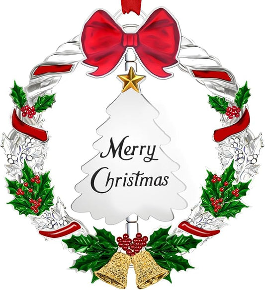 Christmas Ornament 2025 for Christmas Tree Decorations,2025 Christmas Wreath Ornament with Christmas Tree for Holiday Decorative