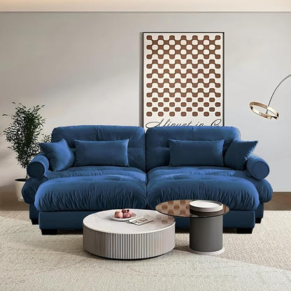 SoarFlash Modern Sofa Couches for Living Room, Small Sectional Sofa Set with Reversible Chaise, Sleeper Sofas and Modular Couch Function, Suitable for Small Spaces in Apartment, Blue