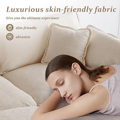 SoarFlash Chenille Sectional Sofa, Comfy Modular Coush Sofa with Ottoman, Modern 2 Seat Recliner Deep Seat Sofa Set for Living Room,Light Coffee