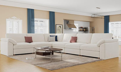 EASE MOOSE Oversized L Shape Sectional Couch,Extra Large Deep seat Gray Sectional Modular Sofa for Living Room,White