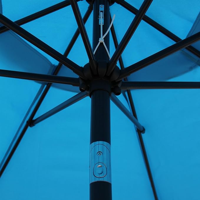 Blissun 9' Outdoor Patio Umbrella, Outdoor Table Umbrella, Yard Umbrella, Market Umbrella with 8 Sturdy Ribs, Push Button Tilt and Crank