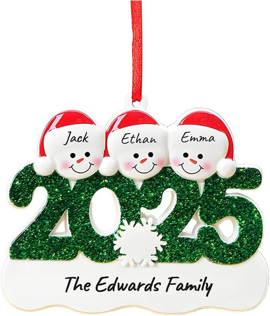 2025 Personalized Christmas Ornaments with Family Names – Custom Snowman Family of 2–6, Cute Xmas Tree Decoration Gift for Home, Kids, Parents, or Grandparents