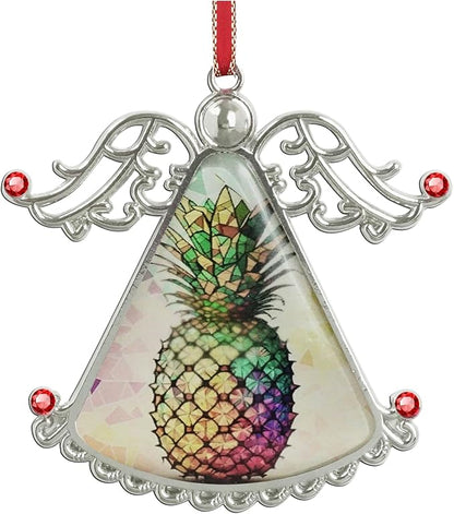 XUTAI Angel Christmas Tree Ornament Pineapple Flowers Glass Hanging Angel Pendant for Holiday Decoration