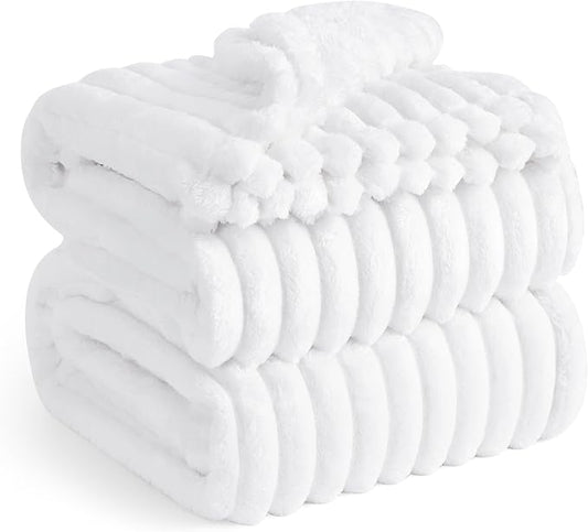 Bedsure GentleSoft Queen Blanket for - Cozy Soft Blankets for Women, Cute Small Fleece Throws for Girls, White, 90x90 Inches