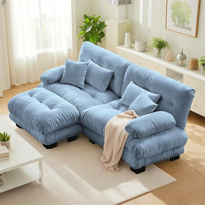 SoarFlash L Shaped Couches for Living Room, Small Sectional Sofa Set with Reversible Chaise, Modern Designed Sleeper Sofas and Modular Couch Function, Suitable for Small Spaces in Apartment, Blue
