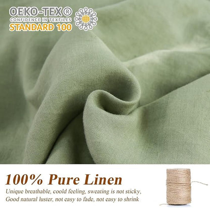 Simple&Opulence 100% Linen Euro Sham Covers with Piping Trim, 26"x26" Pillow Cover Set of 2, Breathable Pillow Shams for Bed Couch Decorative Cushions, Sage Green