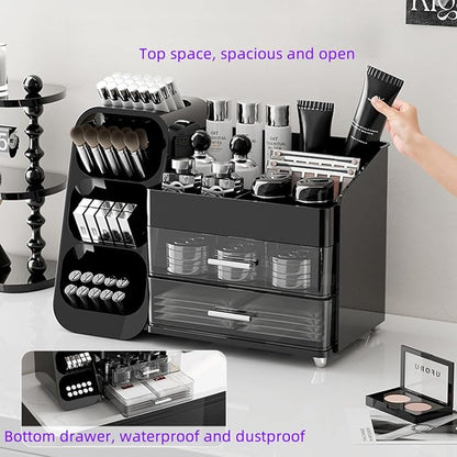 Makeup Organizer with Drawers for Vanity,Spacious Cosmetic Display Case,Perfect Storage Solution for Your Beauty Essential (Black)