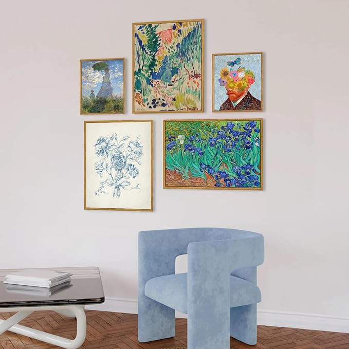 KBKBART Framed Van Gogh Wall Art, Vintage Abstract Impressionist Canvas Oil Painting, Antique Victorian Wall Decor, Van Gogh Poster Art Prints for Bedroom Living Room, Gallery, Gifts for Friends or Family(8"x10")