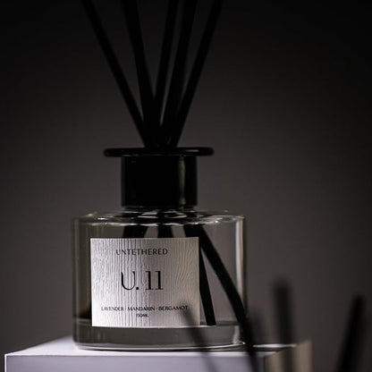 U.11 Luxury Reed Diffuser - Lavender, Mandarin & Cedarwood | 100% Natural Essential Oils | Calming & Refreshing Fragrance | Long-Lasting Aromatherapy for Home, Office & Bathroom (5oz | Up to 5 Months)