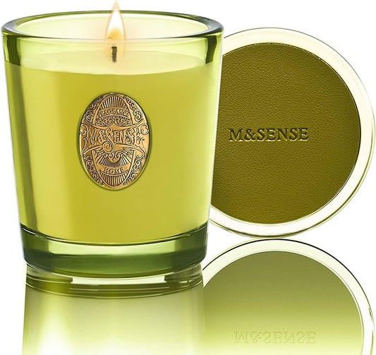 M&SENSE Natural Fresh Soy Candle | White Tea Sage & Matcha Green | 9.2 oz, 50H Burn Time | Luxury Scented Candle for Relaxation, Gifting, Home Décor | Ideal for Bedroom, Office, Party Ambiance
