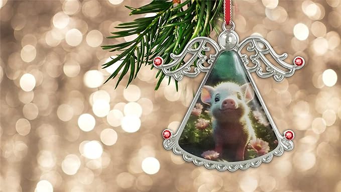 XUTAI Angel Christmas Tree Ornaments Cute Pig Glass Christmas Hanging Angel Glass Pendant for Holiday Decoration
