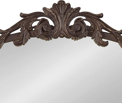 Kate and Laurel Arendahl Ornate Traditional Square Arched Mirror; 28 x 30; Bronze; Decorative Baroque Style Vintage Arch Mirror with Wide Frame and Crown