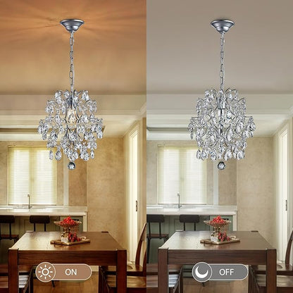 Bestier Modern Pendant Chandelier Crystal Raindrop Lighting Ceiling Light Fixture Lamp for Dining Room Bathroom Bedroom Livingroom entryway 1 E26 Bulbs Required D13 in x H16 in