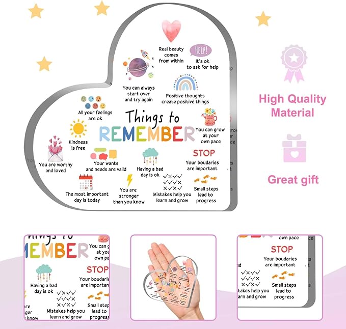 Mental Health Decor, Therapy Mental Health Decorations, Therapy Anxiety Decor Sign, Psychotherapy Affirmations Heart Acrylic Sign, Mental Health Gifts for Social Worker Classroom School Counseling