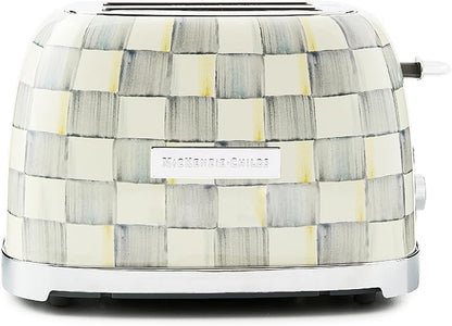 MACKENZIE-CHILDS 2-Slice Toaster, Decorative Toaster for Kitchen, Gray-and-White Sterling Check