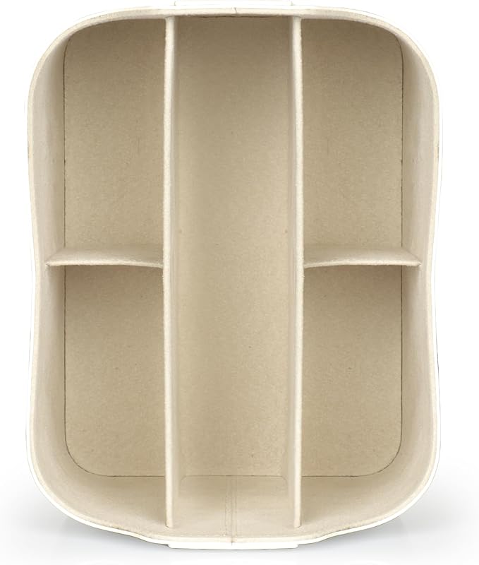 Londo PU Leather Remote Control Holder, Office Supplies Desk Organizer with Tablet Slot, Makeup Brush and Utensils Cube, Large Capacity Desk Caddy With 5 Compartments