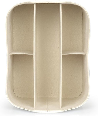 Londo PU Leather Remote Control Holder, Office Supplies Desk Organizer with Tablet Slot, Makeup Brush and Utensils Cube, Large Capacity Desk Caddy With 5 Compartments