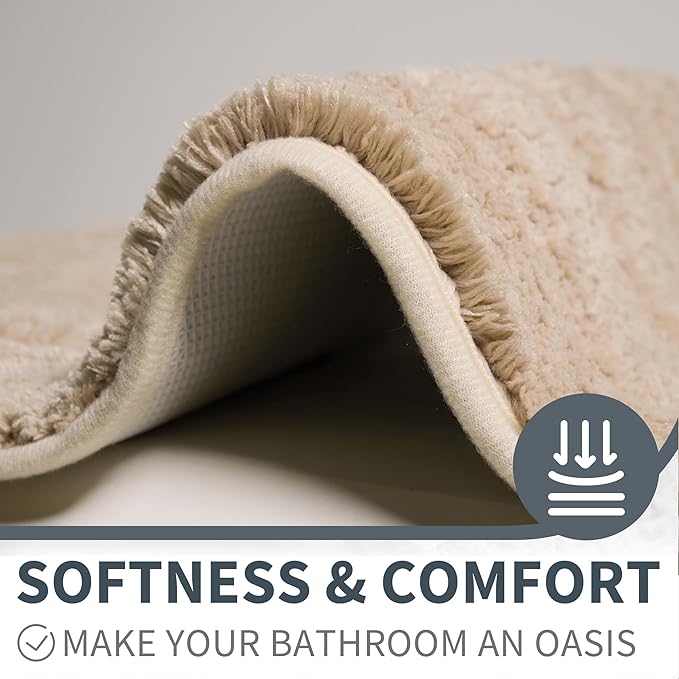 GRANNY SAYS Bathroom Rugs Non Slip, 20" x 32", Bath Rugs for Bathroom Washable, Bath Mats for Floor, Microfiber Bath Mat for Tub, Absorbent Bath Rugs for Bath, Khaki