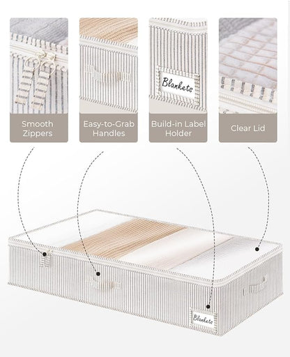 StorageWorks Large Under Bed Storage Containers with Handles and Label Holder, 2 Pack Ultra-thick Fabric Underbed Bins, Closet Organizer for Clothes, Blankets, Sweater