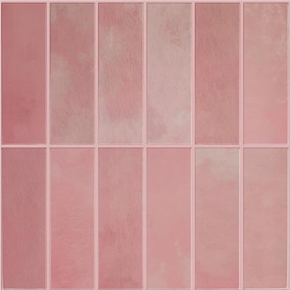 5 Pack Peel and Stick Backsplash Subway Tiles, Extra Thick 3D Wall Panels, Heat & Water Resistant, Easy DIY Kitchen, Bathroom, Laundry, Fireplace & Rental Home Wall Décor (12 x 12 in), Pink