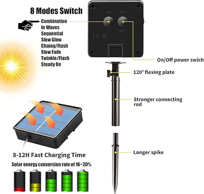 Solar Rope Lights 39FT IP65 Waterproof Outdoor Lights LED Copper Fairy String Tube Lights for Party Garden Yard Home Wedding Christmas Halloween Holiday Tree Decoration Lighting(Multi Color)