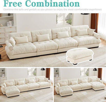 SoarFlash Sectional Sofa Couch, U Shaped Modern Modular Sofa with Solid Wood Legs, Couches Sofas for Living Room Apartment, Comfortable Couches, Beige