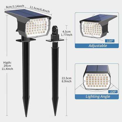 Solar Spot Lights Outdoor Waterproof IP65, 6 Pack Landscape Spotlights with 46 LEDs, 3 Modes Auto On/Off Solar Powered Flood Lights for Outside Pathway, Yard, Garden, Walkway (Warm White)