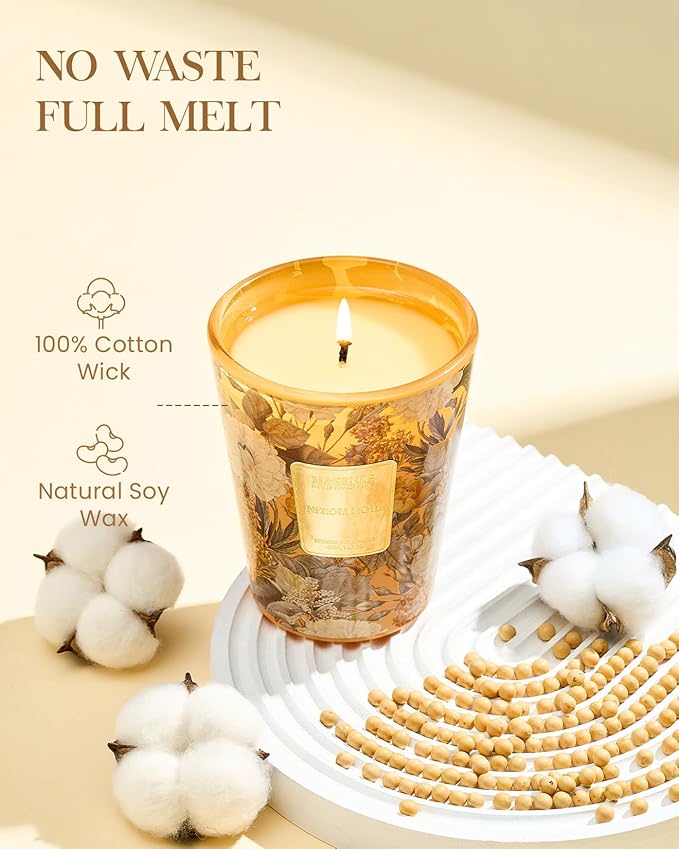 M&SENSE Neroli Noir Scented Candle, Natural Soy Candles Fall Winter Non Toxic 14.1oz 60H Slow Burning, Stress Relief Calm Home Fragrance Housewarming Thanksgiving Christmas Gifts