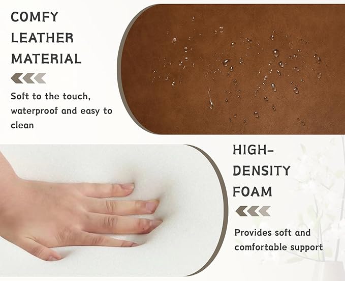 CIMOTA 49 Inch Modern Entryway Bench, Upholstered Bedroom Bench with Solid Wood Frame, Y-Shaped Foot, Comfy Ottoman for Bedroom End of Bed/Hallway/Living Room/Indoor, PU Brown