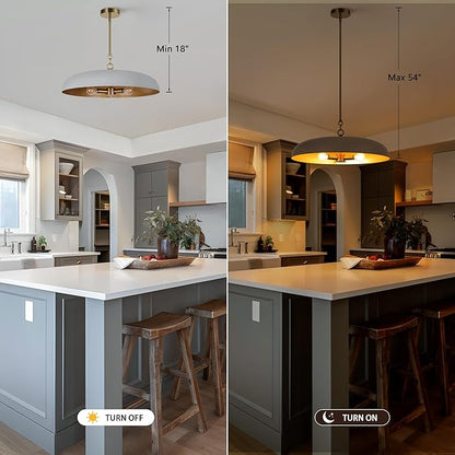 LamQee 20 Inch Oversized Large Pendant Lights, 3-Lights Gray and Gold Modern Dome Chandelier, Nordic Metal Pendant Lighting Fixture Ceiling Hanging for Kitchen Island, Dining Room Over Table, Bar