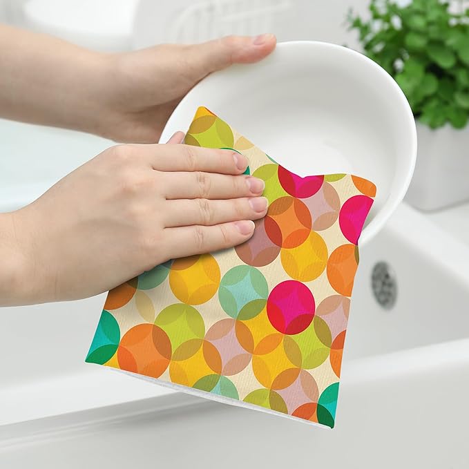 Mid Century Modern Retro Kitchen Towels Set of 2 Absorbent Colorful Hand Towels Dish Towels Bathroom Farmhouse