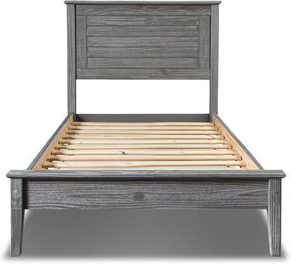 Grain Wood Furniture Greenport Solid Wood Platform Bed, Twin Size, Brushed Grey
