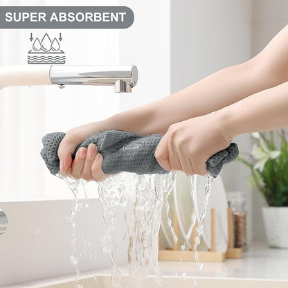 Homaxy 100% Cotton Kitchen Towels and Dishcloths Set, 12 x 12 Inches and 13 x 28 Inches, Set of 10 Bulk Kitchen Towels Set, Ultra Soft Absorbent Dish Cloths for Washing Dishes, Grey