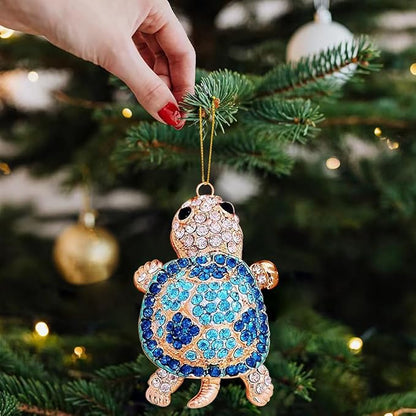 Sea Turtle Ornament,Rhinestone Turtle Christmas Tree Ornaments,Beach Themed Christmas Ornament,Ocean Ornaments 2025,Sea Turtle Gifts for Women