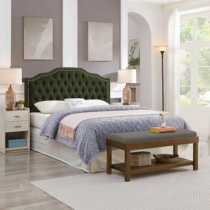 24KF Large Rectangular Storage Bench,Upholstered Seat Cushion,Ottoman Coffee Table with Removable Granite Cushion for Living Room,Entryway Bench Bed Bench with Solid Wood Shelf,5069-Granite