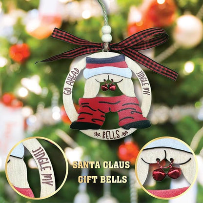Jingle My Bell Ornaments, Santa Christmas Ornaments 2025, White Elephant Gifts for Women, Jingle Bell Ornaments for Christmas Tree, Funny Wooden Christmas Ornaments 2025