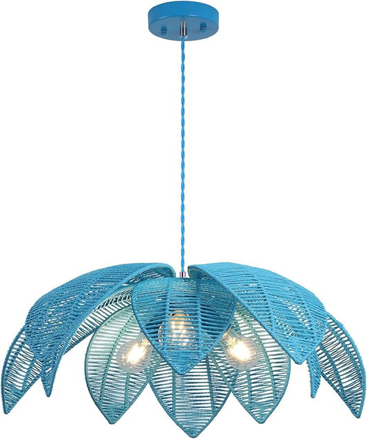 Rattan Pendant Light 3-Light Boho Chandelier Light Fixture 24inch Rustic Chandelier Suitable for Dining Room, Kitchen, Living Room,Foyer,Bedroom
