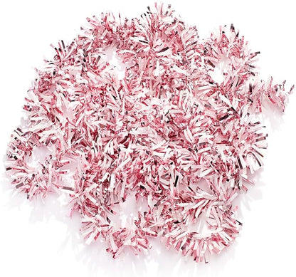 Anderson's Metallic Light Pink & White Sparkle Glitter Tinsel Twist Garland, 25ft Holiday Decoration, Christmas Tree Trim, Parade Float Decor, Party Supplies, Graduation, Indoor/Outdoor Event Garland