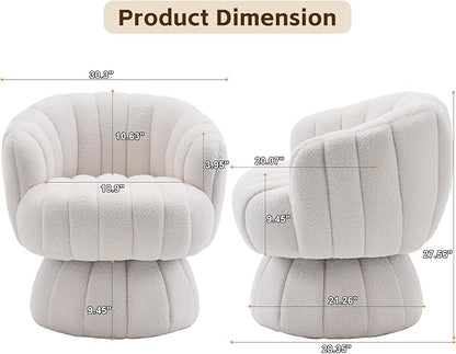 Vanity 360-Degree Swivel Accent Chair - Mid Century Modern Plush Round Makeup Chair, Relaxing Comfy Lounge Arm Chairs, Idear for Living Room, Bedroom (Orange, Sherpa Fleece)