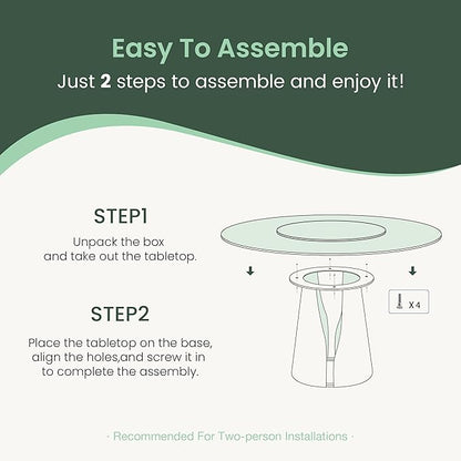 POVISON Round Dining Table for 6 with Lazy Susan, 59" Modern Round Dining Room Table, Glossy White Sintered Stone Tabletop with Black Carbon Steel Pedestal (Dining Table Only)