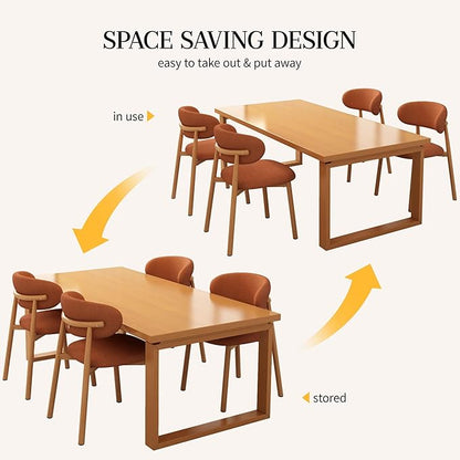 Kitchen Dining Chairs Set of 4 Modern Soft Linen Farmhouse Dining Room Chair with Metal Legs, Orange/Original