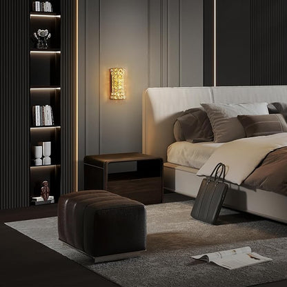 Crystal Wall Sconces,Modern Wall Light Fixtures for Living Room Bedroom Bathroom Hallway Doorway Stairway,Bedside,Tricolor Vanity Lighting Fixture