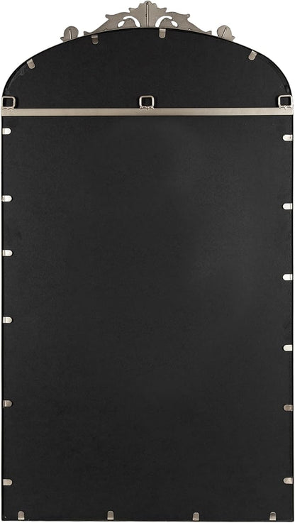 Kate and Laurel Arendahl Glam Arched Tall Panel Mirror; 24 x 42; Silver; Traditional Baroque Large Body Wall Mirror with Ornate Garland Inspired Crown