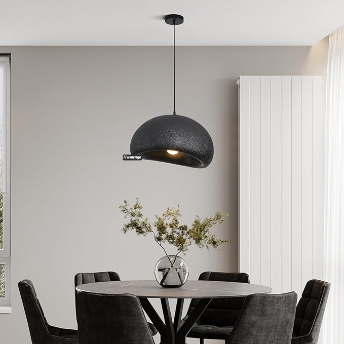 19.7in Wabi Sabi Pendant Lights Kitchen Island Lighting Fixture Ceiling Mount Black Modern Japanese Lamp Japandi Chandelier for Dining Living Room Hallway Bedroom Restaurant Hanging Lamp