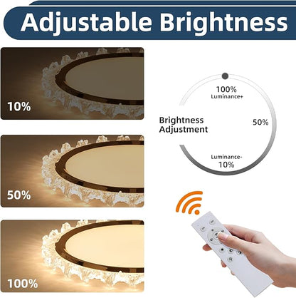 19inch Modern Dimmable LED Ceiling Light, Elegant Flowers Flush Mount Close to Ceiling Lamp, 3000K-6000K, 50W, Hallway Lighting Fixture for Bedroom, Kitchen, Bathroom, Laundry Room, Office