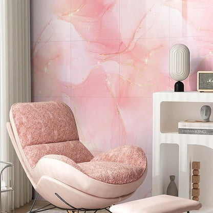 10pcs Marble Peel and Stick Backsplash Waterproof Washroom Wall Panels, Peel and Stick Tile, PVC Foam Wall Panels for Kitchen,Bathroom,Living Room,Pink Wallpaper(Not Real Tile,11.8" x 11.8")