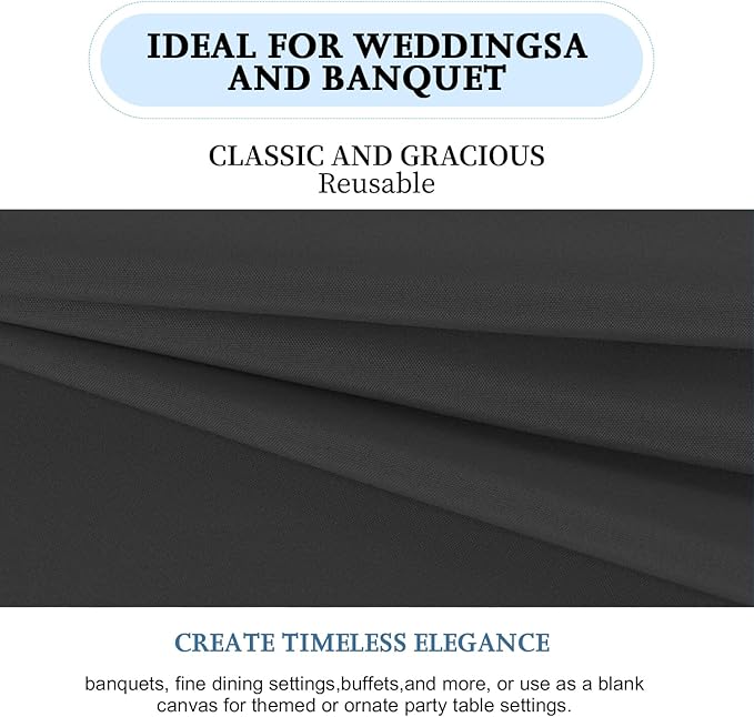 6 Pack Black Rectangle Tablecloths, 60 x 102 Inch, Stain & Wrinkle Resistant Polyester, Perfect for 6FT Tables, Parties, Wedding, Dining
