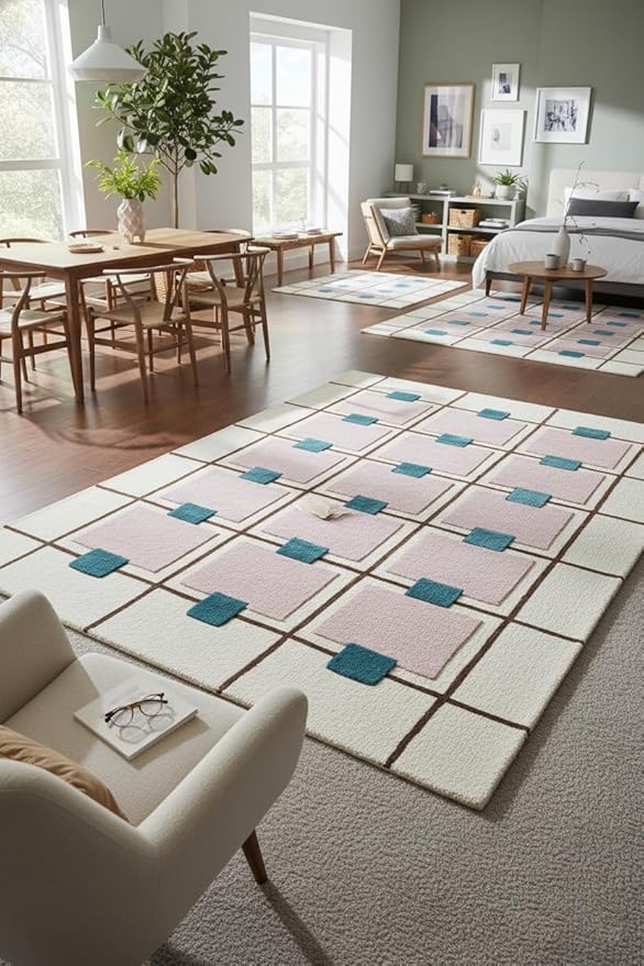 Greer Wool Area Rug - Chic Hand-Tufted Mauve, Blue, and Beige Design for Stylish Home Decor (2.5x9 Ft)