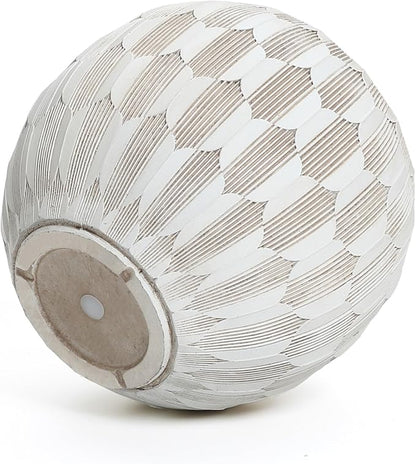 LuxenHome 14" Dia Round Concrete Planter, Indoor Outdoor Large Plant Pot with Drainage Hole and Rubber Plug, Flower Pot for Plants, Modern Geometric Weathered Planter Pot for Home Patio Garden