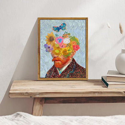 KBKBART Framed Van Gogh Wall Art, Vintage Abstract Impressionist Canvas Oil Painting, Antique Victorian Wall Decor, Van Gogh Poster Art Prints for Bedroom Living Room, Gallery, Gifts for Friends or Family(8"x10")
